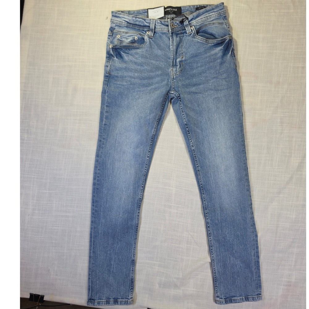 Kenneth Cole New York Mens Cole Slim Fit Jeans 30x30 Cummins Light Wash Stretch